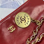 Chanel red leather tote shopping medium bag - 3