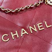 Chanel red leather tote shopping medium bag - 2