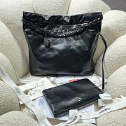 Chanel all black leather tote shopping medium bag - 4