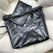 Chanel all black leather tote shopping medium bag - 2