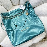 Chanel blue mint leather tote shopping large bag - 6