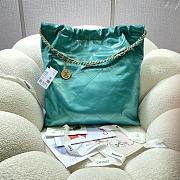 Chanel blue mint leather tote shopping large bag - 4