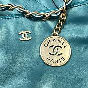 Chanel blue mint leather tote shopping large bag - 3