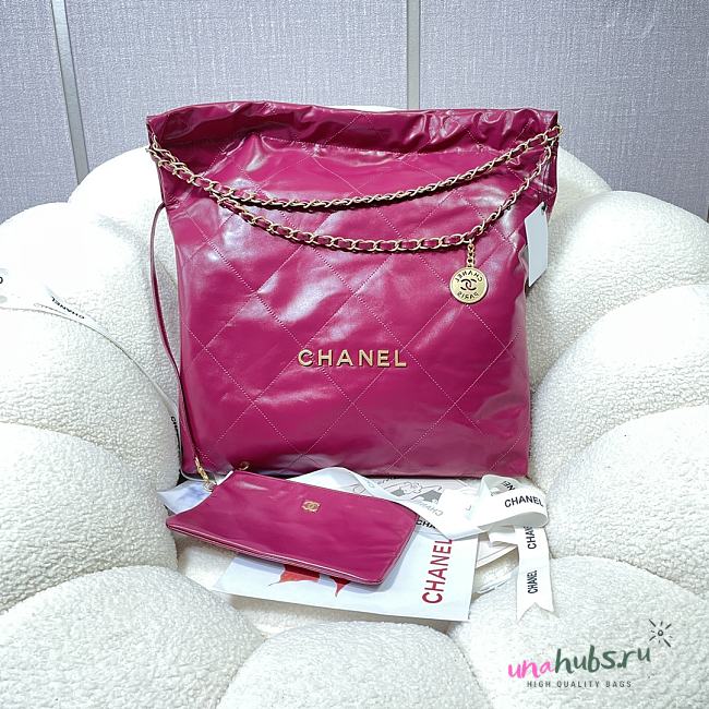 Chanel pink leather tote shopping large bag - 1