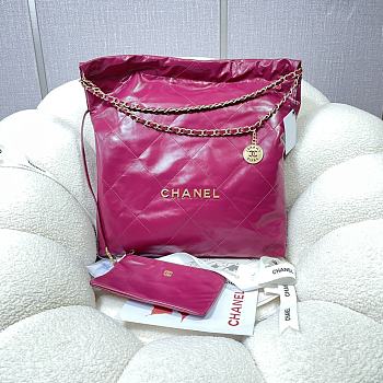 Chanel pink leather tote shopping large bag