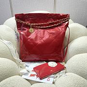 Chanel red leather tote shopping large bag - 6