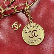 Chanel red leather tote shopping large bag - 4