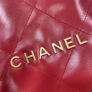 Chanel red leather tote shopping large bag - 3