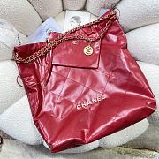 Chanel red leather tote shopping large bag - 2