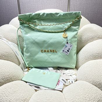 Chanel mint leather tote shopping large bag