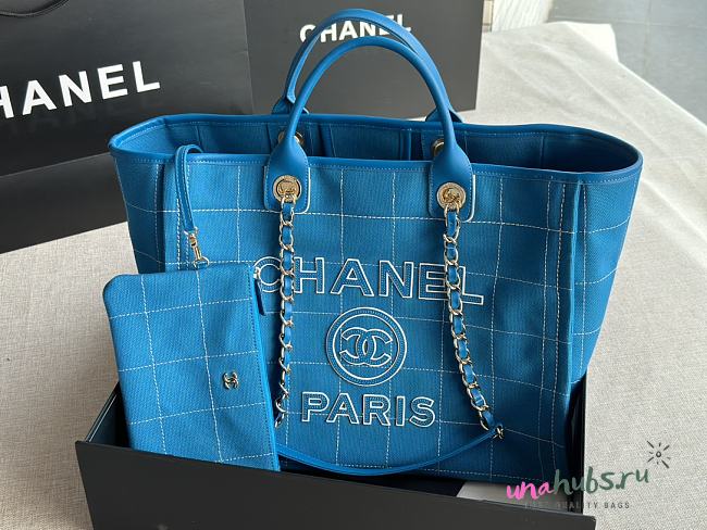 Chanel 2023 Maxi Shopping Tote Blue Bag - 1