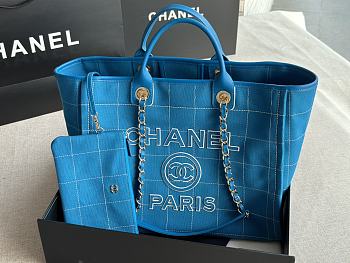 Chanel 2023 Maxi Shopping Tote Blue Bag