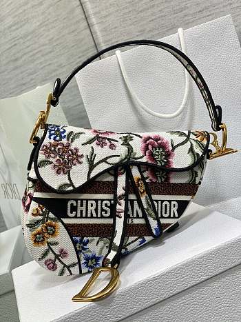 Fendi Saddle White Jardin Magique Embroidery Bag