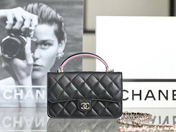 Chanel Lambskin Quilted Mini Top Handle Rectangular Flap Bag