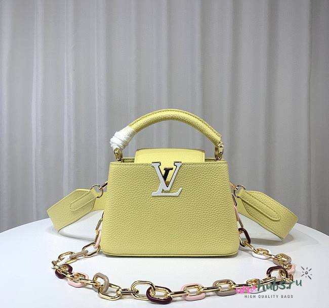 Louis Vuitton M21798 Capucines Mini Yellow Leather Bag - 1