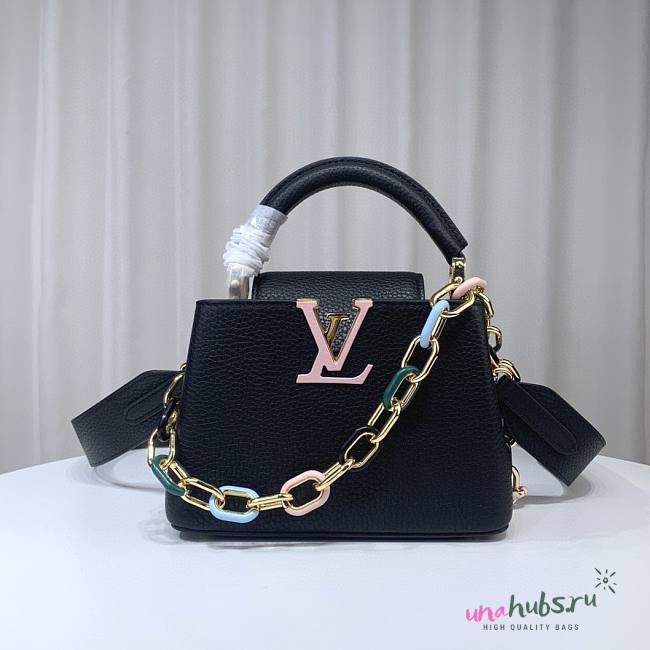 Louis Vuitton M21798 Capucines Mini Black Leather Bag - 1