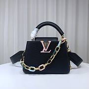 Louis Vuitton M21798 Capucines Mini Black Leather Bag - 1