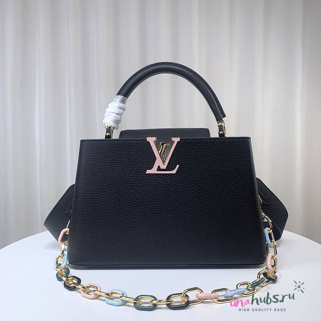 Louis Vuitton M21798 Capucines MM Black Leather Bag - 1