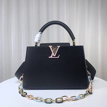 Louis Vuitton M21798 Capucines MM Black Leather Bag