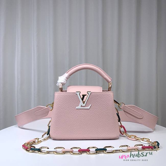 Louis Vuitton M21798 Capucines Mini Pink Leather Bag - 1