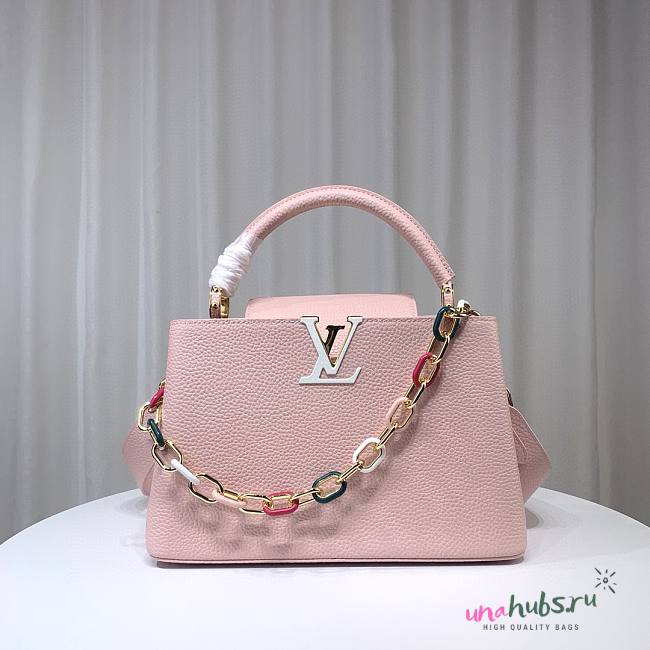 Louis Vuitton M21798 Capucines MM Pink Leather Bag - 1