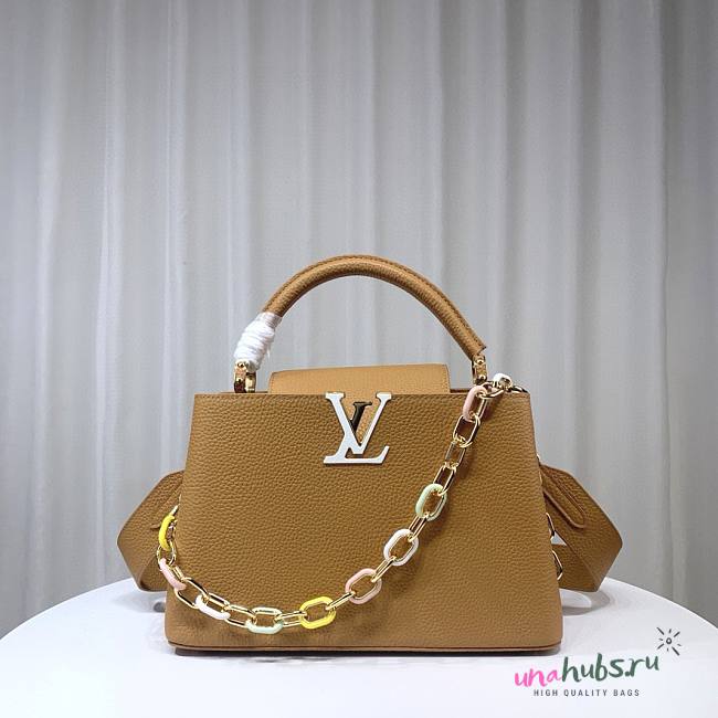 Louis Vuitton M21798 Capucines MM Brown Leather Bag - 1