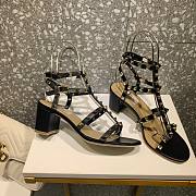 Valentino Garavani Rockstud Black Leather 60mm Sandals - 1