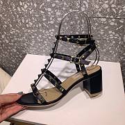 Valentino Garavani Rockstud Black Leather 60mm Sandals - 6