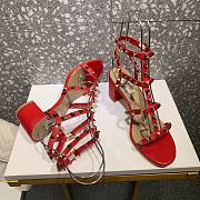 Valentino Garavani Rockstud Red Leather 60mm Sandals - 6