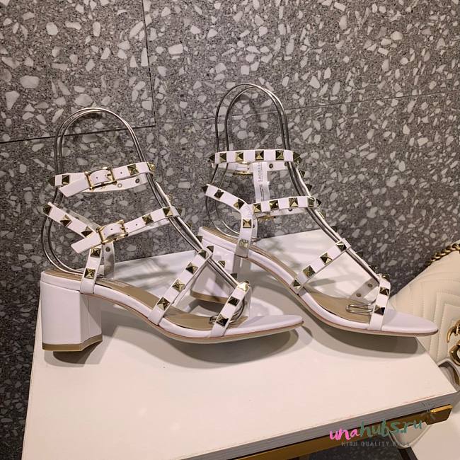 Valentino Garavani Rockstud White Leather 60mm Sandals - 1