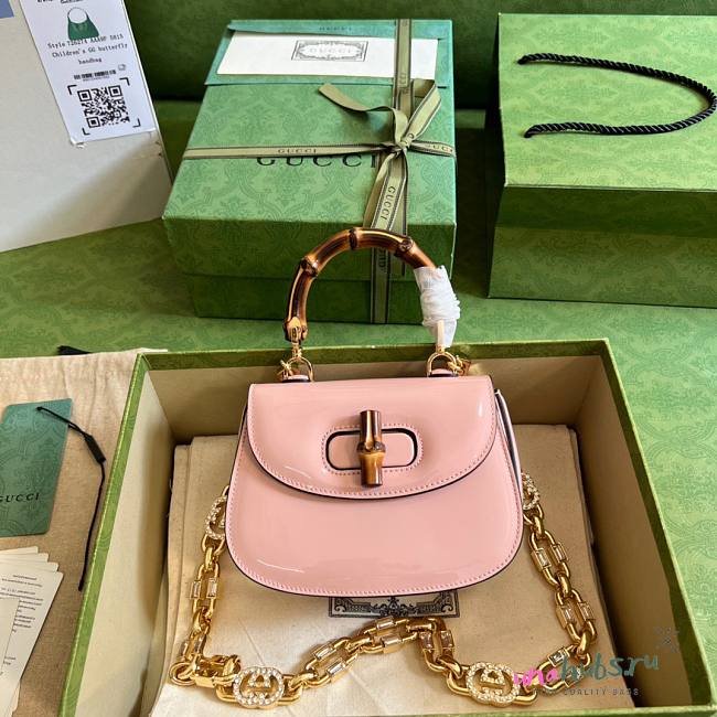 Gucci Bamboo 1947 pink mini top handle bag - 1