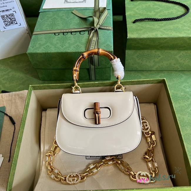 Gucci Bamboo 1947 white mini top handle bag - 1