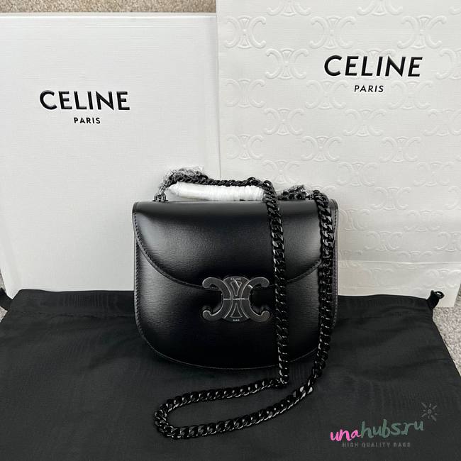 Celine Teen Chain Besace Triomphe Black Bag - 1