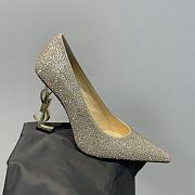 YSL Crystal Embellished Pump Gold Heels 10cm - 3