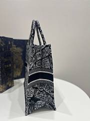 Dior Book Tote Black Plan de Paris Embroidery Bag - 5