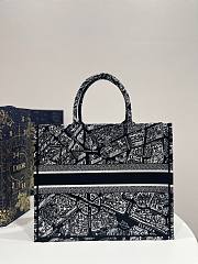 Dior Book Tote Black Plan de Paris Embroidery Bag - 4