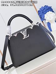 Louis Vuitton MM Capucines Flower Black Leather M51783 Bag - 3