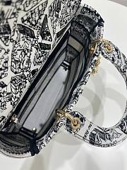 Dior Lady Black and White Plan de Paris Embroidery Bag - 4