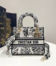 Dior Lady Black and White Plan de Paris Embroidery Bag - 1