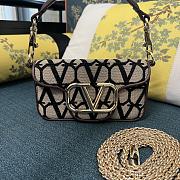 Valentino Garavani Small Black Loco jacquard top handle bag - 1