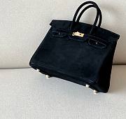 Hermes Birkin 25 Doblis Black Suede Palladium Hardware Bag  - 3