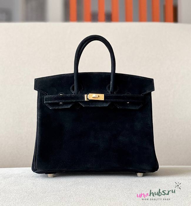 Hermes Birkin 25 Doblis Black Suede Palladium Hardware Bag  - 1