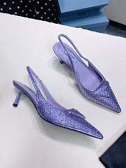 Prada satin slingback purple crystals pumps 5.5cm - 3