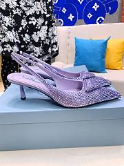 Prada satin slingback purple crystals pumps 5.5cm - 2