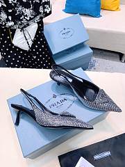 Prada satin slingback black white crystals pumps 5.5cm  - 3