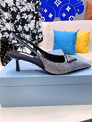 Prada satin slingback black white crystals pumps 5.5cm  - 2