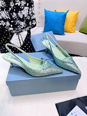 Prada satin slingback green crystals pumps 5.5cm - 1