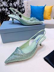 Prada satin slingback green crystals pumps 5.5cm - 6