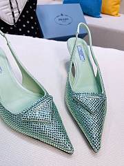 Prada satin slingback green crystals pumps 5.5cm - 5