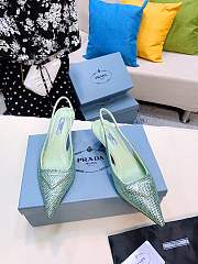 Prada satin slingback green crystals pumps 5.5cm - 4